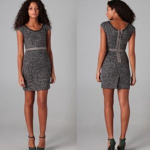 Rebecca Taylor charcoal boucle tweed wool blend dress size 8